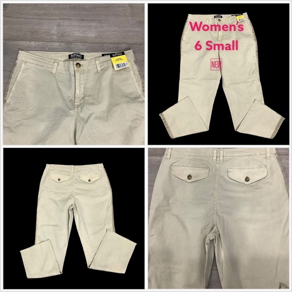 Women's Buffalo David Bitton 6 Small Chino Khakis Pants Khaki Stretch Frayed Hem - Picture 1 of 9